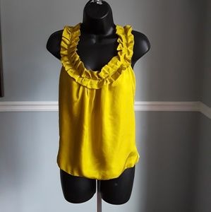 Leona by Lauren Leonard Silk Mustard Ruffled Top